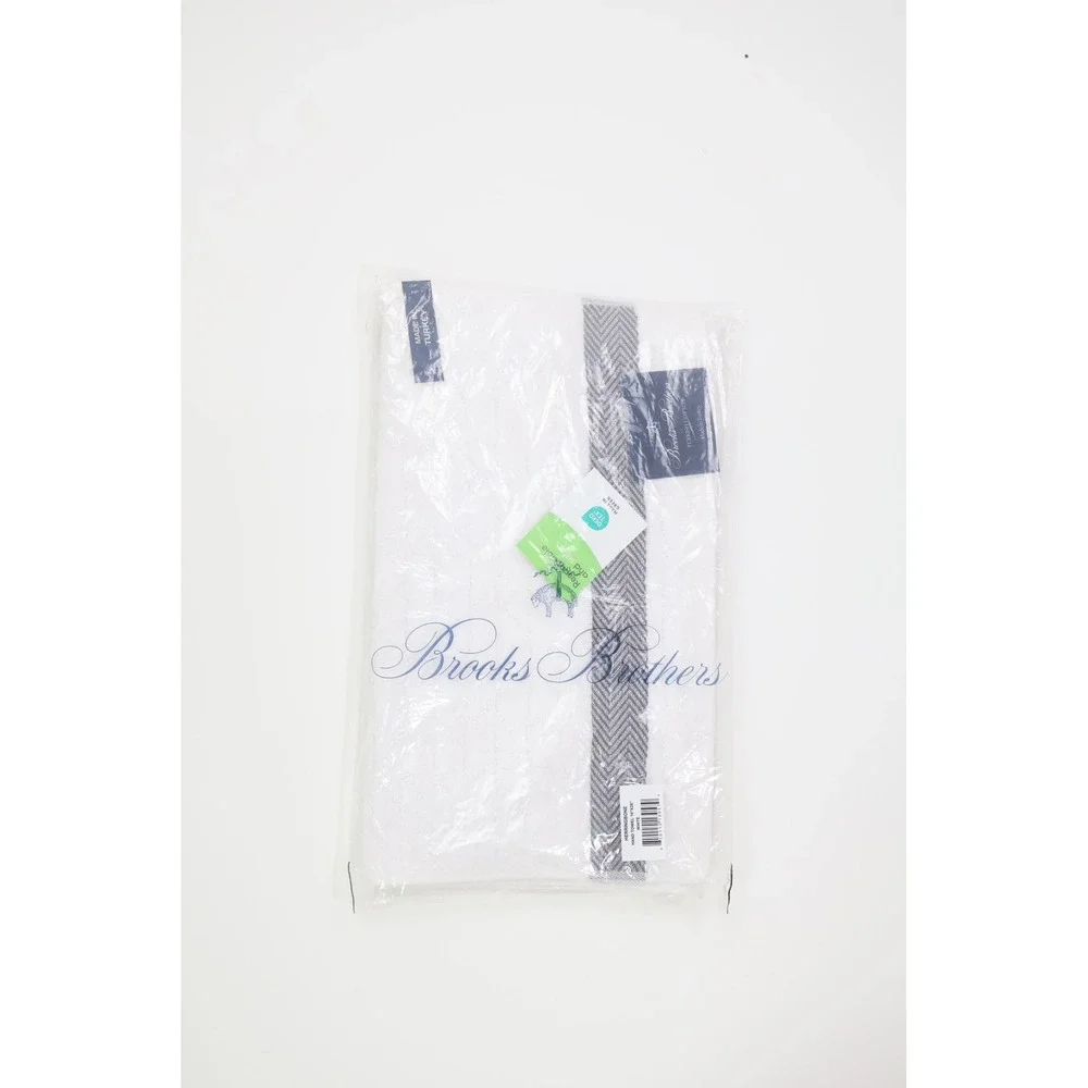 Brooks Brothers Hand Towel Herringbone 16x28 White Turkish Cotton Bathroom‎